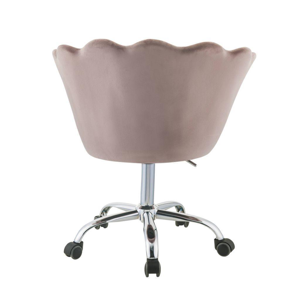 ACME Micco Office Chair, Rose Quartz Velvet & Chrome FredCo