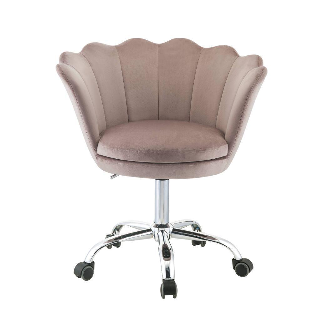 ACME Micco Office Chair, Rose Quartz Velvet & Chrome FredCo