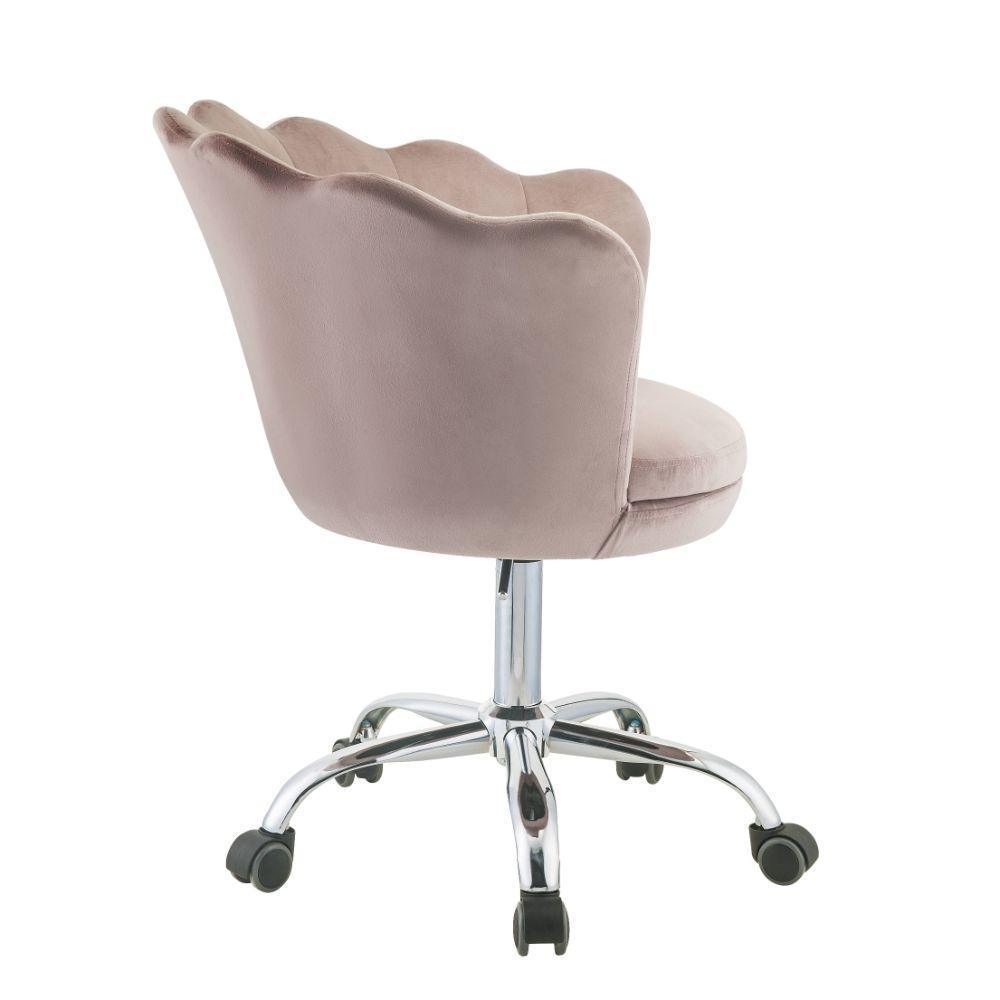 ACME Micco Office Chair, Rose Quartz Velvet & Chrome FredCo