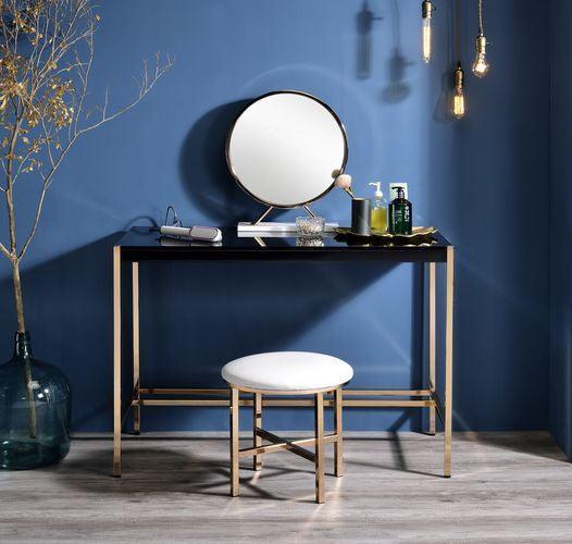 ACME Midriaks Writing Desk, Black & Gold Finish FredCo
