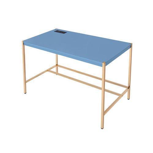 ACME Midriaks Writing Desk, Navy Blue & Gold Finish FredCo