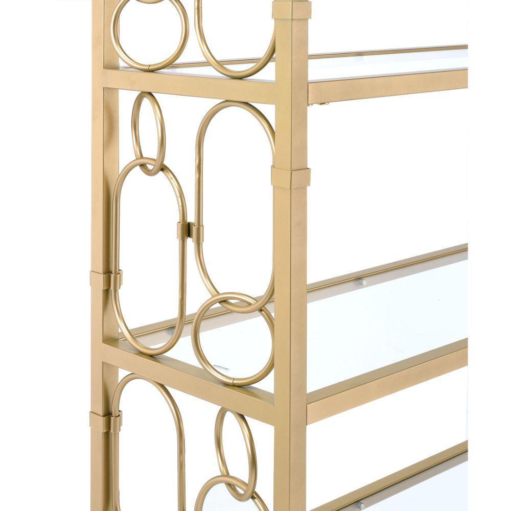 ACME Milavera Bookshelf, Clear Glass & Gold 92470 FredCo