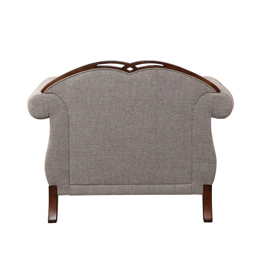 ACME Miyeon Chair w/1 Pillow, Fabric & Cherry FredCo