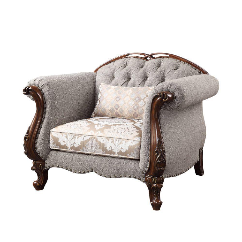 ACME Miyeon Chair w/1 Pillow, Fabric & Cherry FredCo
