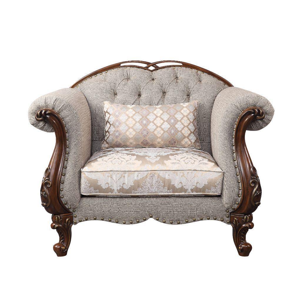 ACME Miyeon Chair w/1 Pillow, Fabric & Cherry FredCo