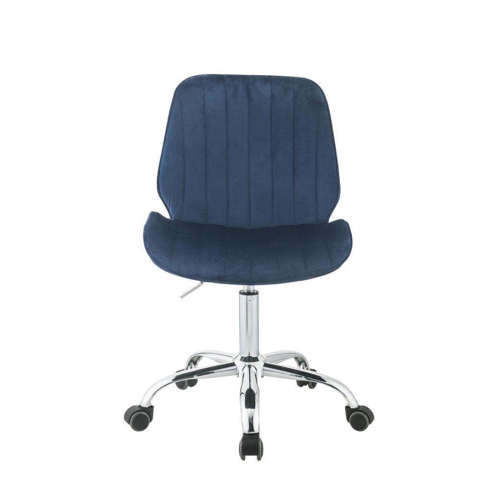 ACME Muata Office Chair, Twilight Blue Velvet & Chrome FredCo