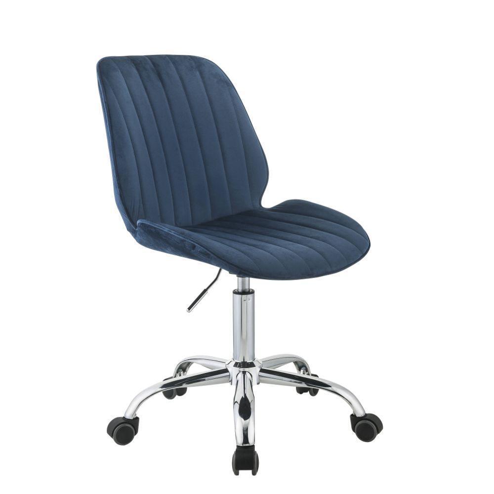 ACME Muata Office Chair, Twilight Blue Velvet & Chrome FredCo