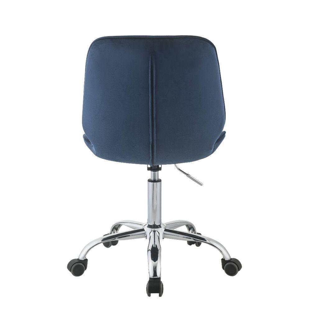 ACME Muata Office Chair, Twilight Blue Velvet & Chrome FredCo