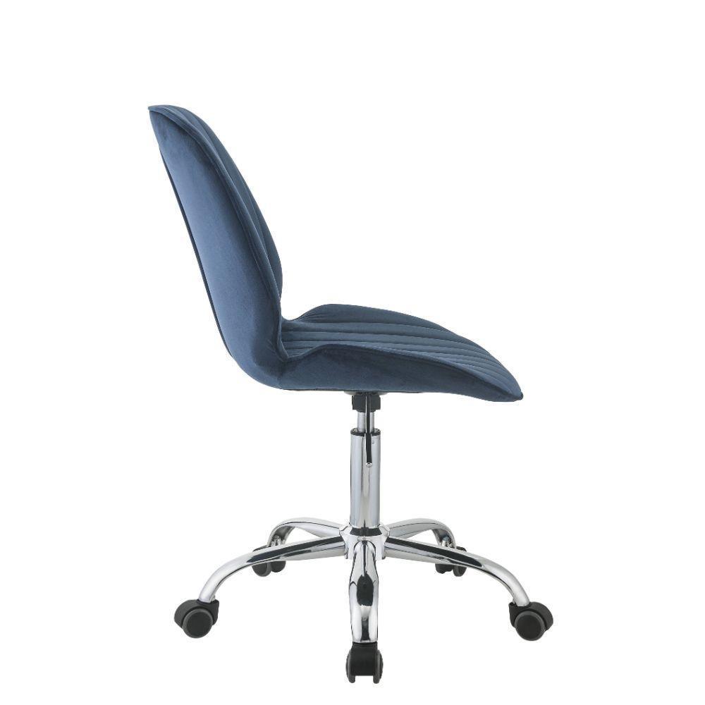 ACME Muata Office Chair, Twilight Blue Velvet & Chrome FredCo