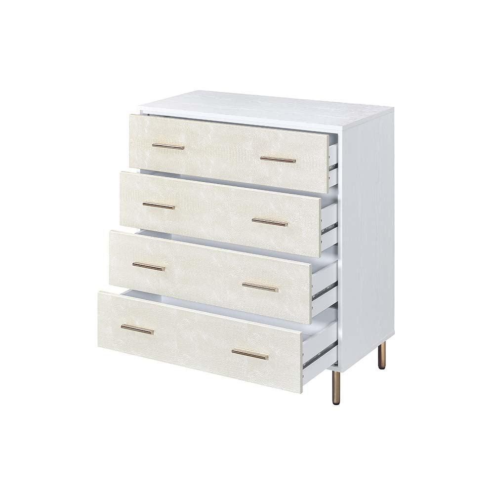 ACME Myles Chest, White, Champagne & Gold Finish FredCo
