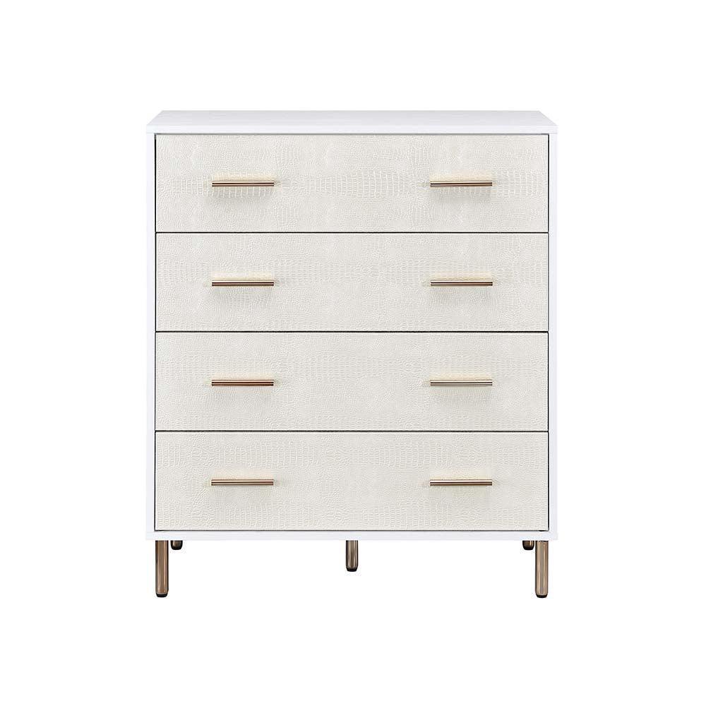 ACME Myles Chest, White, Champagne & Gold Finish FredCo