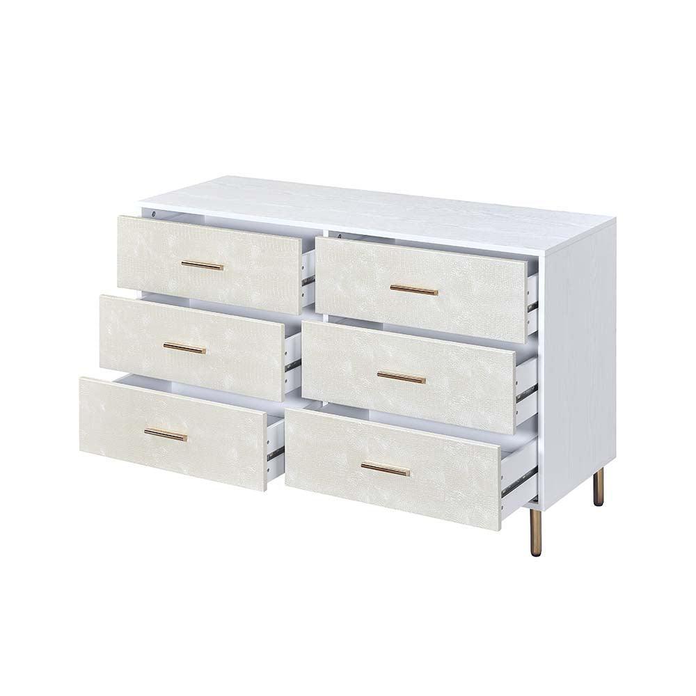 ACME Myles Dresser, White, Champagne & Gold Finish FredCo