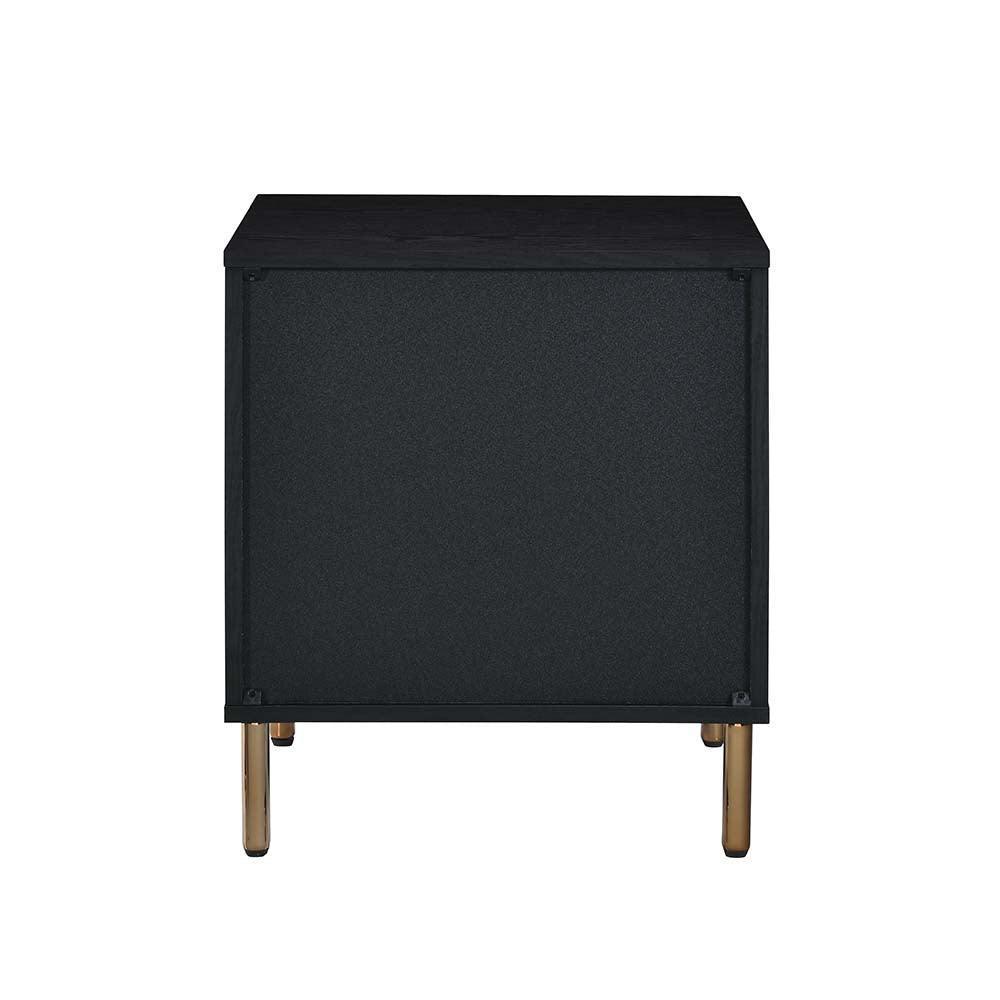 ACME Myles Nightstand, Black, Silver & Gold Finish FredCo