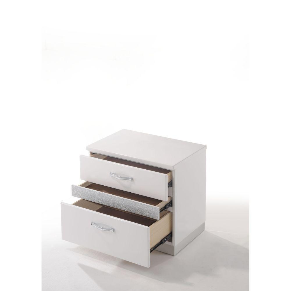 ACME Naima II Nightstand, White (High Gloss) FredCo