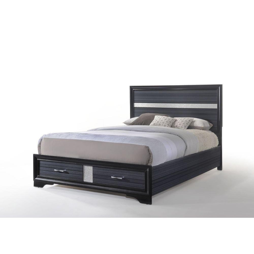 ACME Naima Queen Bed w/Storage, Black 25900Q FredCo