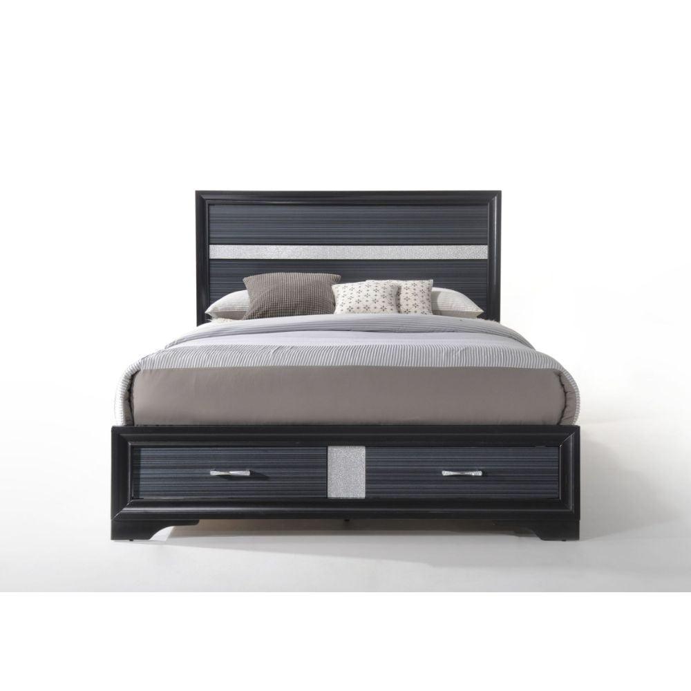 ACME Naima Queen Bed w/Storage, Black 25900Q FredCo
