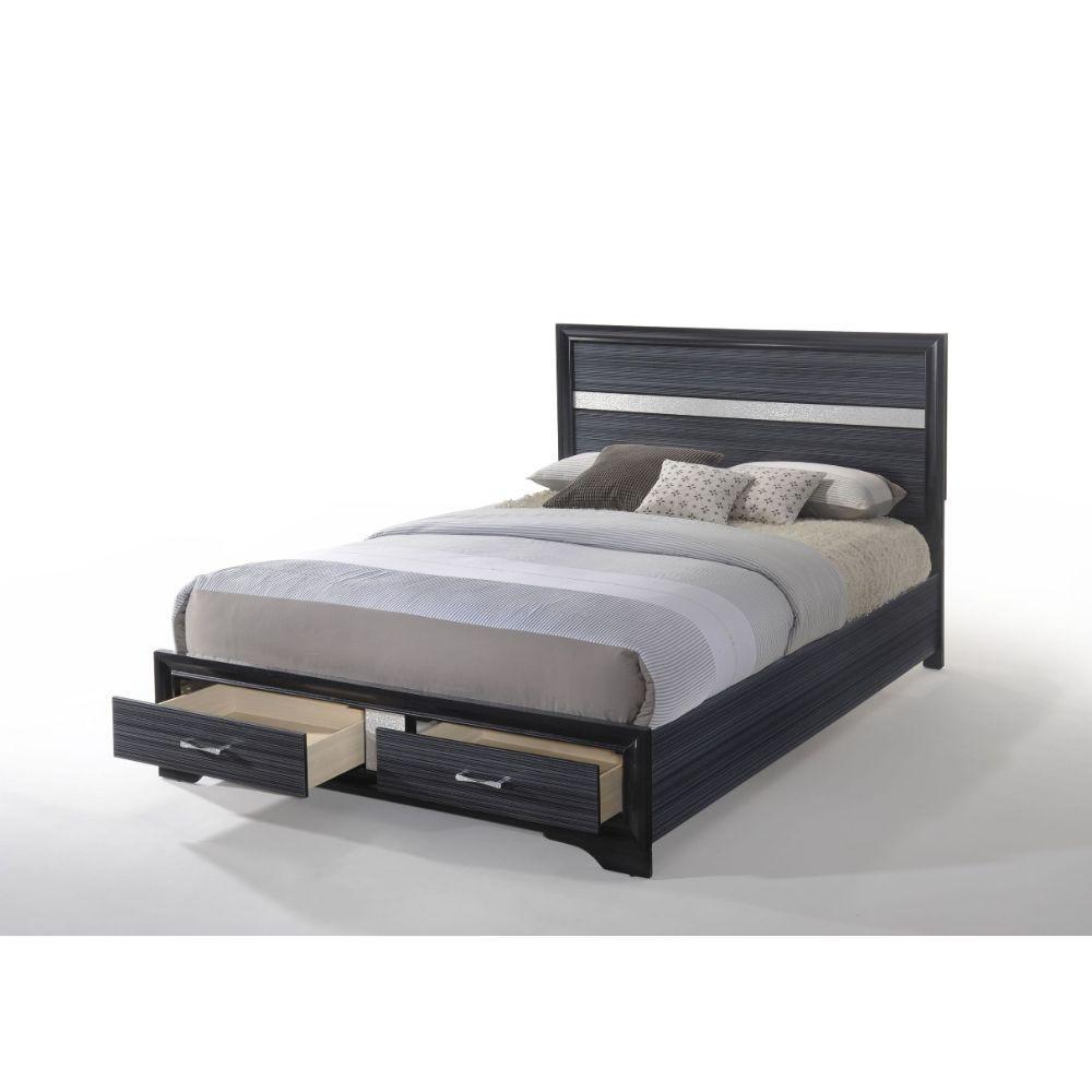ACME Naima Queen Bed w/Storage, Black 25900Q FredCo