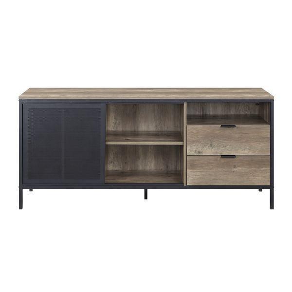 ACME Nantan TV Stand, Rustic Oak & Black Finish FredCo