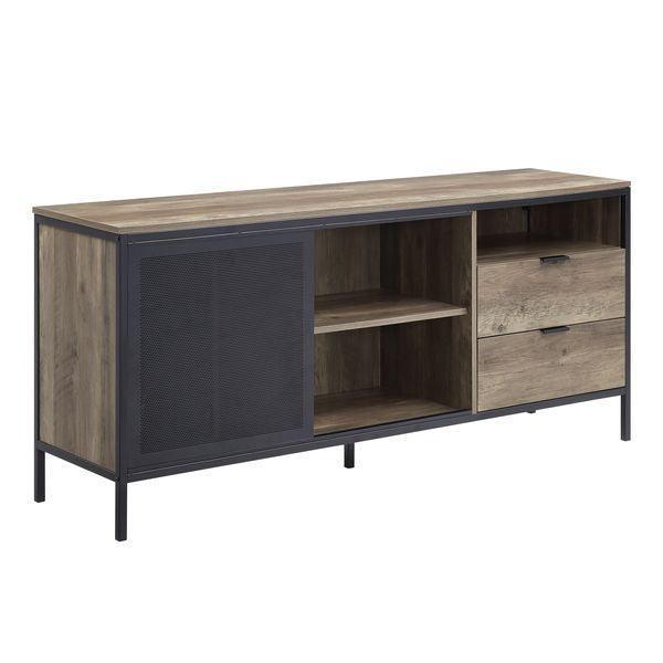 ACME Nantan TV Stand, Rustic Oak & Black Finish FredCo