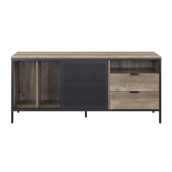 ACME Nantan TV Stand, Rustic Oak & Black Finish FredCo