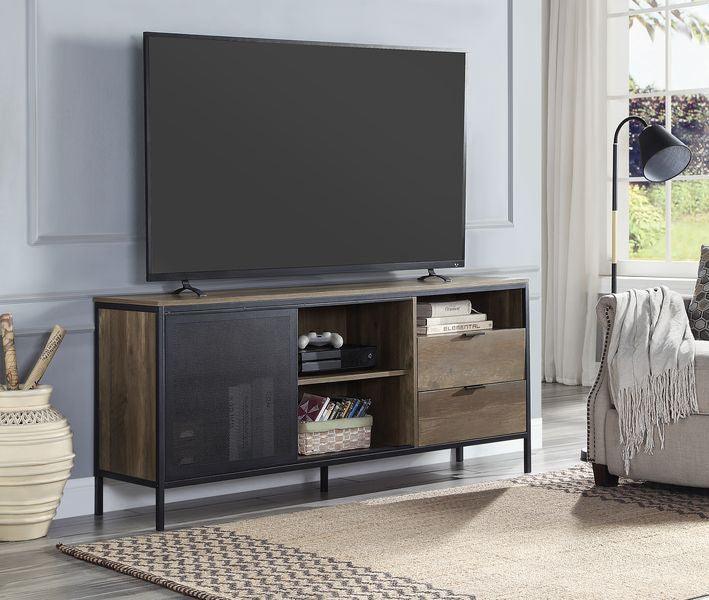 ACME Nantan TV Stand, Rustic Oak & Black Finish FredCo