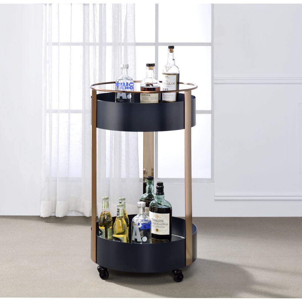 ACME Narrel Serving Cart, Onyx & Copper FredCo