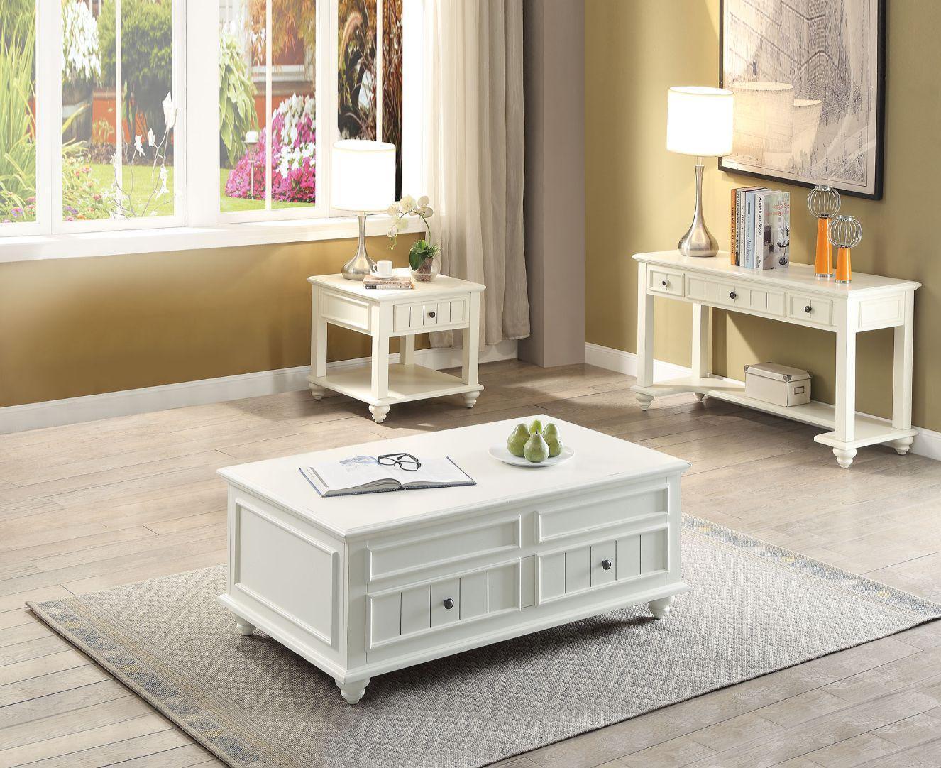 ACME Natesa Coffee Table w/Lift Top, White Washed FredCo