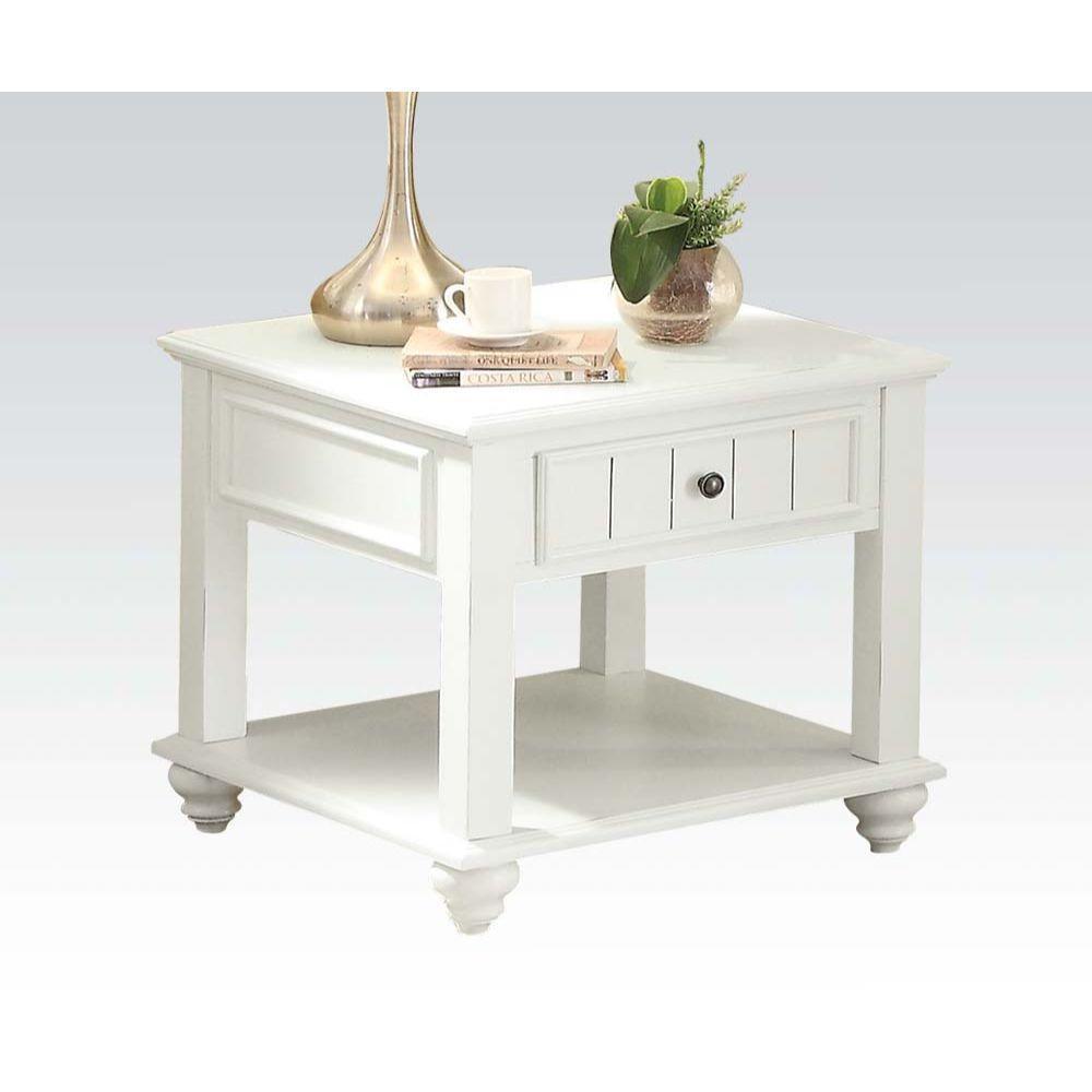 ACME Natesa End Table, White Washed FredCo