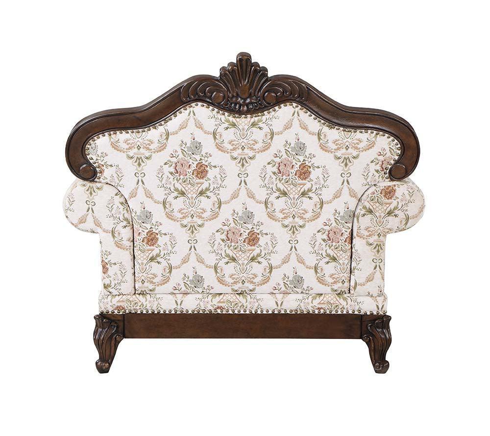 ACME Nayla Chair w/Pillow, Pattern Fabric & Walnut Finish FredCo