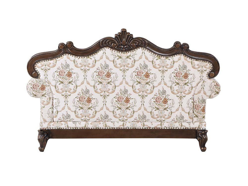 ACME Nayla Loveseat w/3 Pillows, Pattern Fabric & Walnut Finish FredCo
