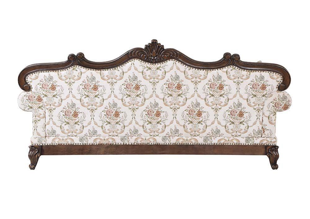 ACME Nayla Sofa w/4 Pillows, Pattern Fabric & Walnut Finish FredCo
