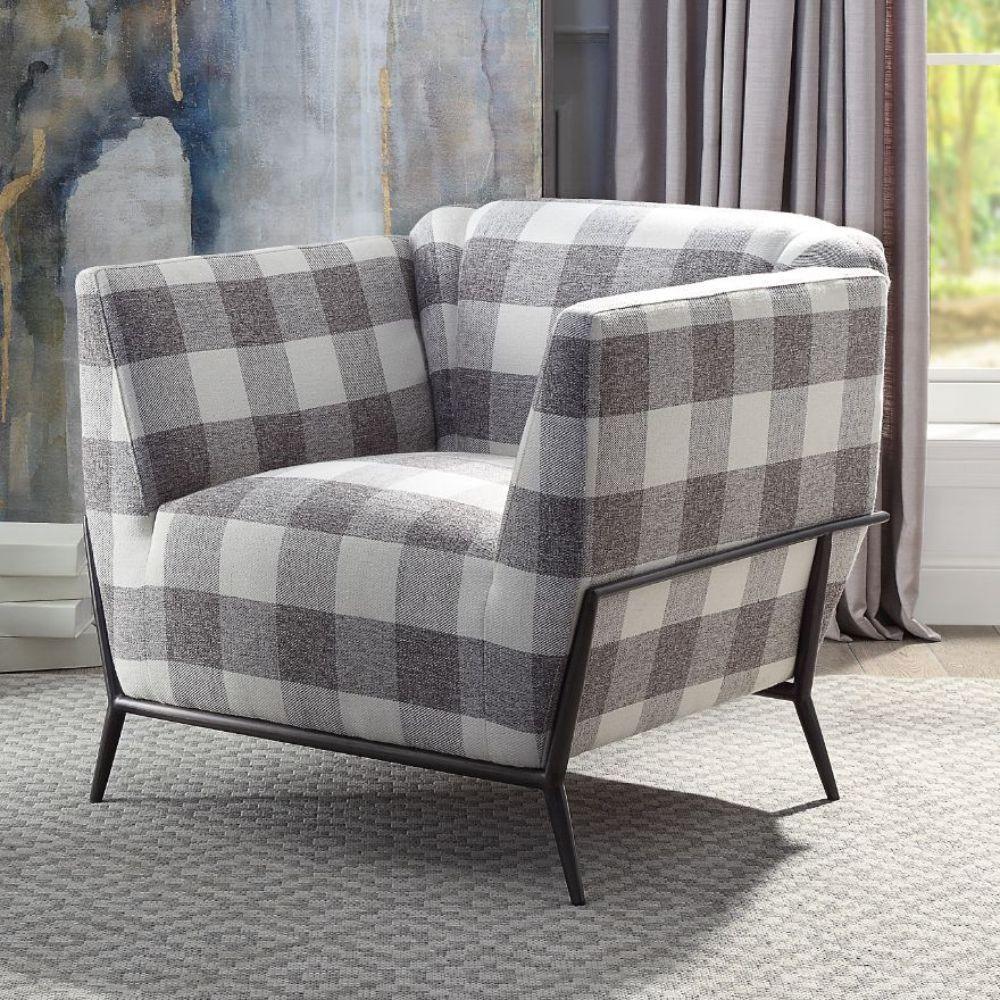 ACME Niamey II Accent Chair, Pattern Fabric & Metal FredCo