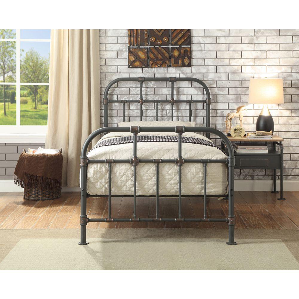 ACME Nicipolis Twin Bed, Sandy Gray FredCo