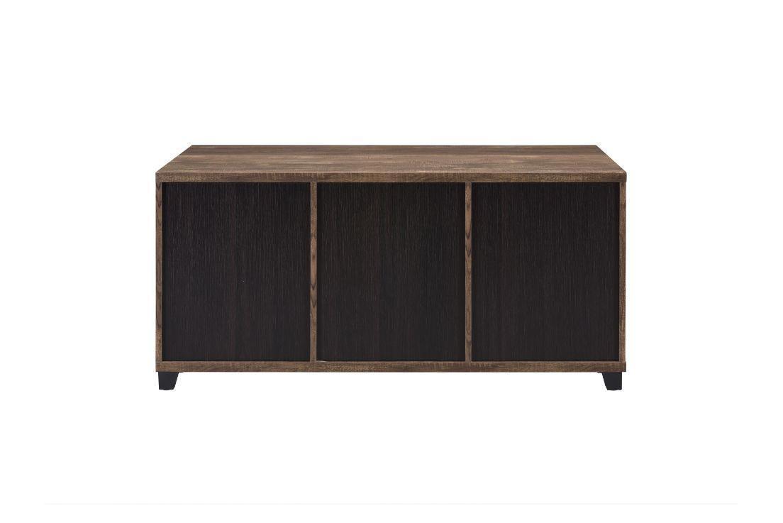 ACME Nineel Coffee Table, Obscure Glass, Rustic Oak & Black Finish FredCo