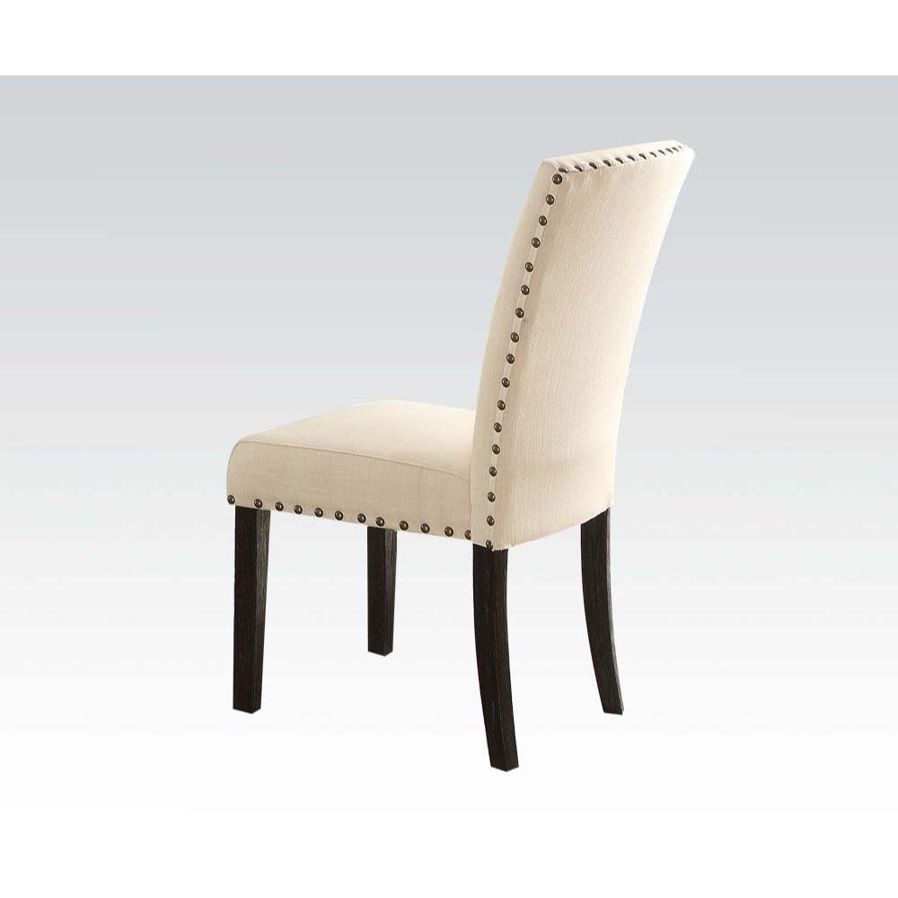 ACME Nolan Side Chair (Set-2), Linen & Salvage Dark Oak FredCo