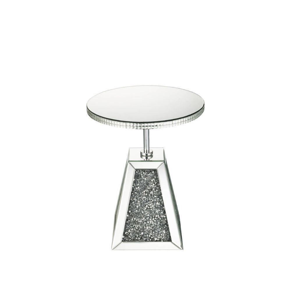 ACME Noralie Accent Table, Mirrored & Faux Diamonds FredCo
