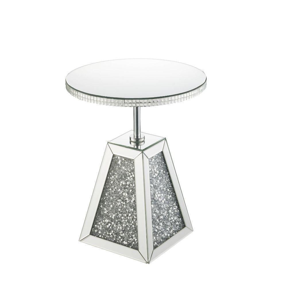 ACME Noralie Accent Table, Mirrored & Faux Diamonds FredCo