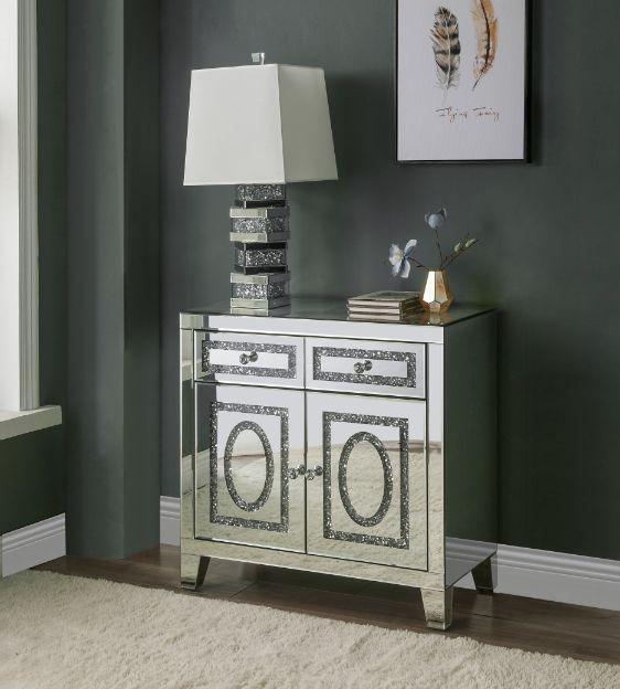 ACME Noralie Cabinet, Mirrored & Faux Diamonds FredCo