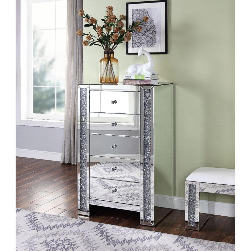 ACME Noralie Chest, Mirrored & Faux Gemstones FredCo