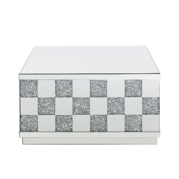 ACME Noralie Coffee Table , Mirrored & Faux Diamonds 3 FredCo