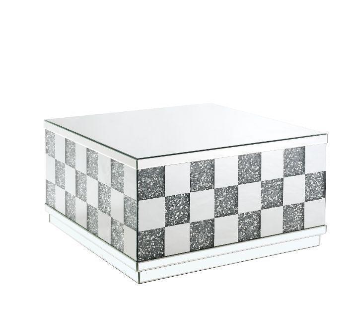 ACME Noralie Coffee Table , Mirrored & Faux Diamonds 3 FredCo