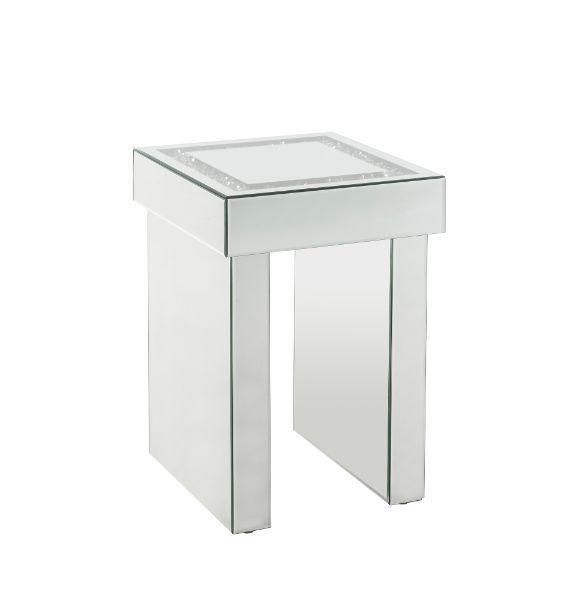 ACME Noralie End Table, Mirrored & Faux Diamond1 FredCo