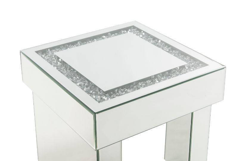 ACME Noralie End Table, Mirrored & Faux Diamond1 FredCo