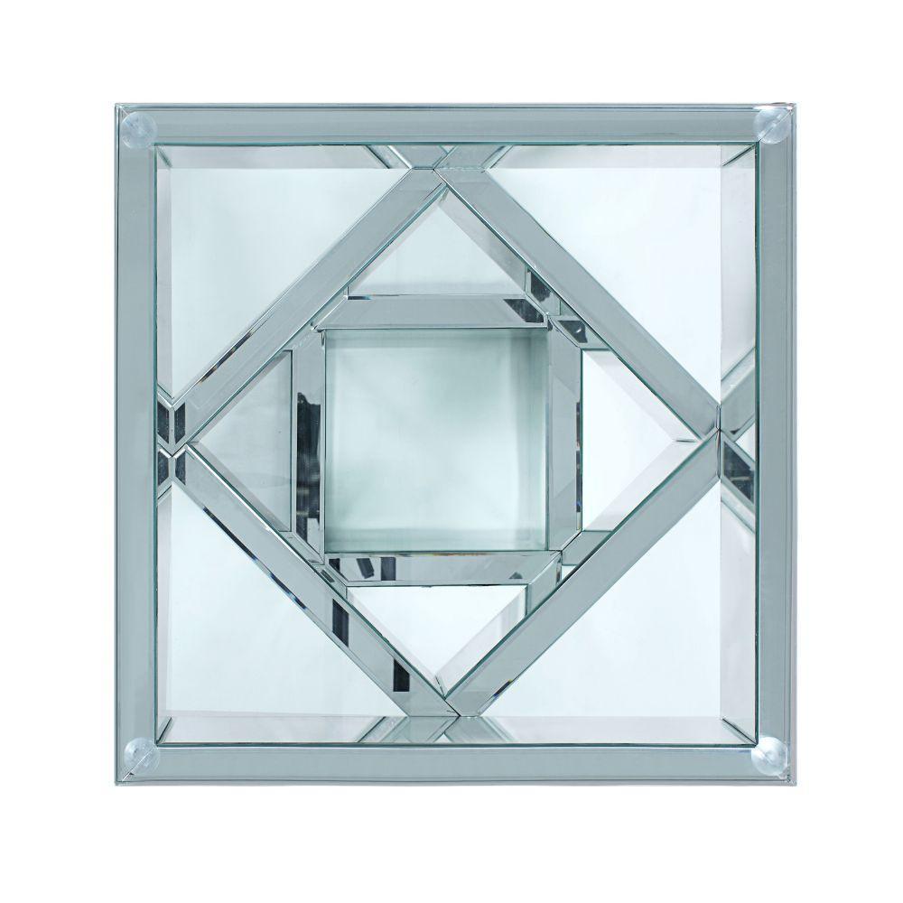 ACME Noralie End Table, Mirrored Diamonds FredCo