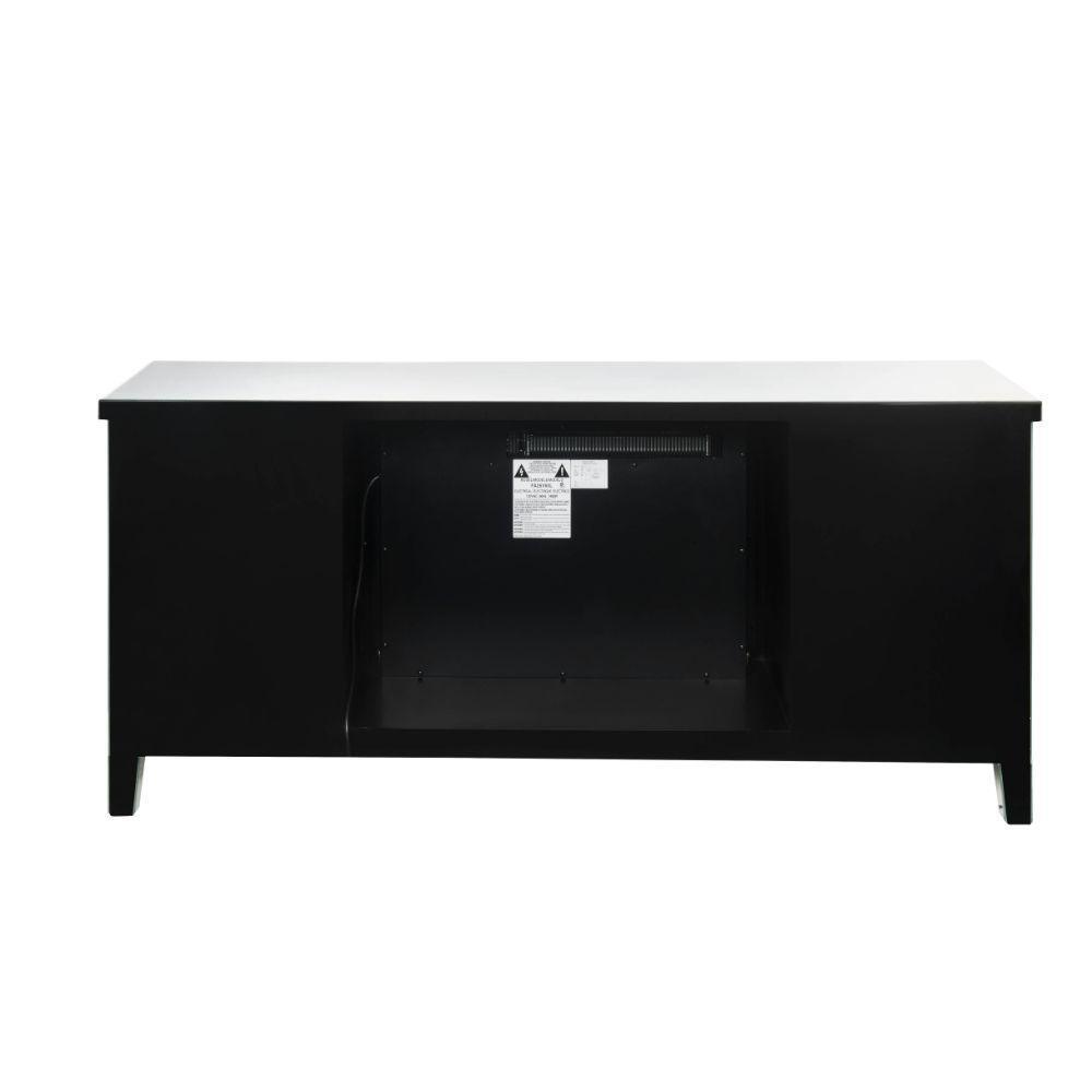 ACME Noralie TV Stand Fireplace, Mirrored & Faux Diamonds FredCo