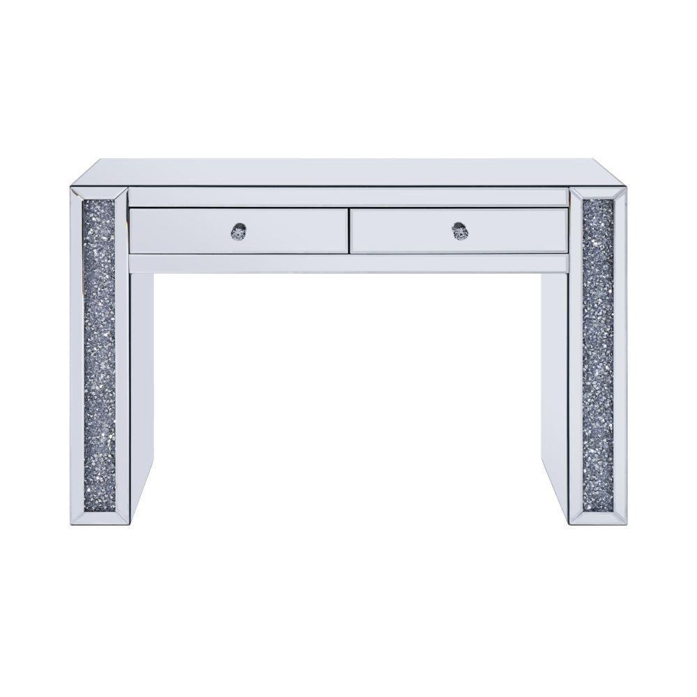 ACME Noralie Vanity Desk, Mirrored & Faux Diamonds FredCo