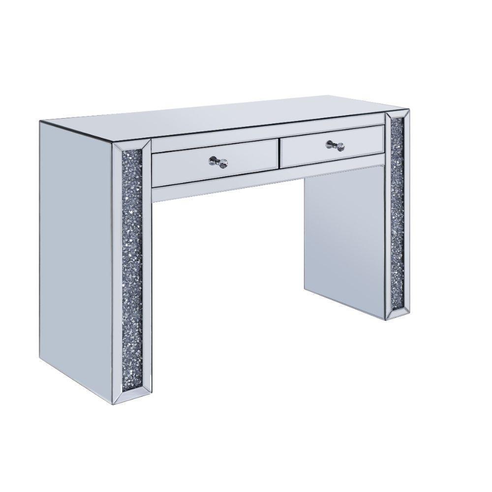 ACME Noralie Vanity Desk, Mirrored & Faux Diamonds FredCo