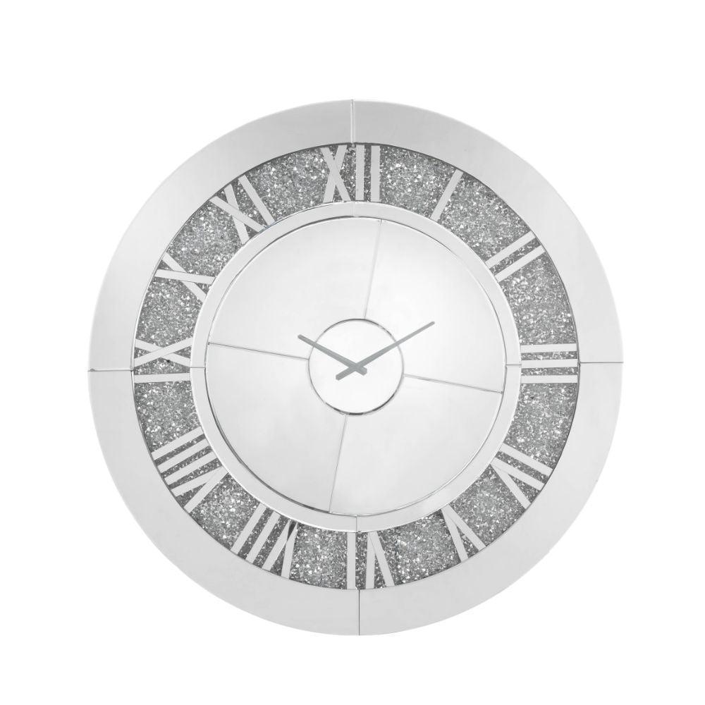 ACME Noralie Wall Clock w/Mirrored & Faux Diamonds FredCo