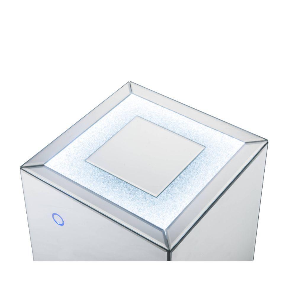 ACME Nyoka Accent Table w/LED, Mirrored & Faux Gems FredCo