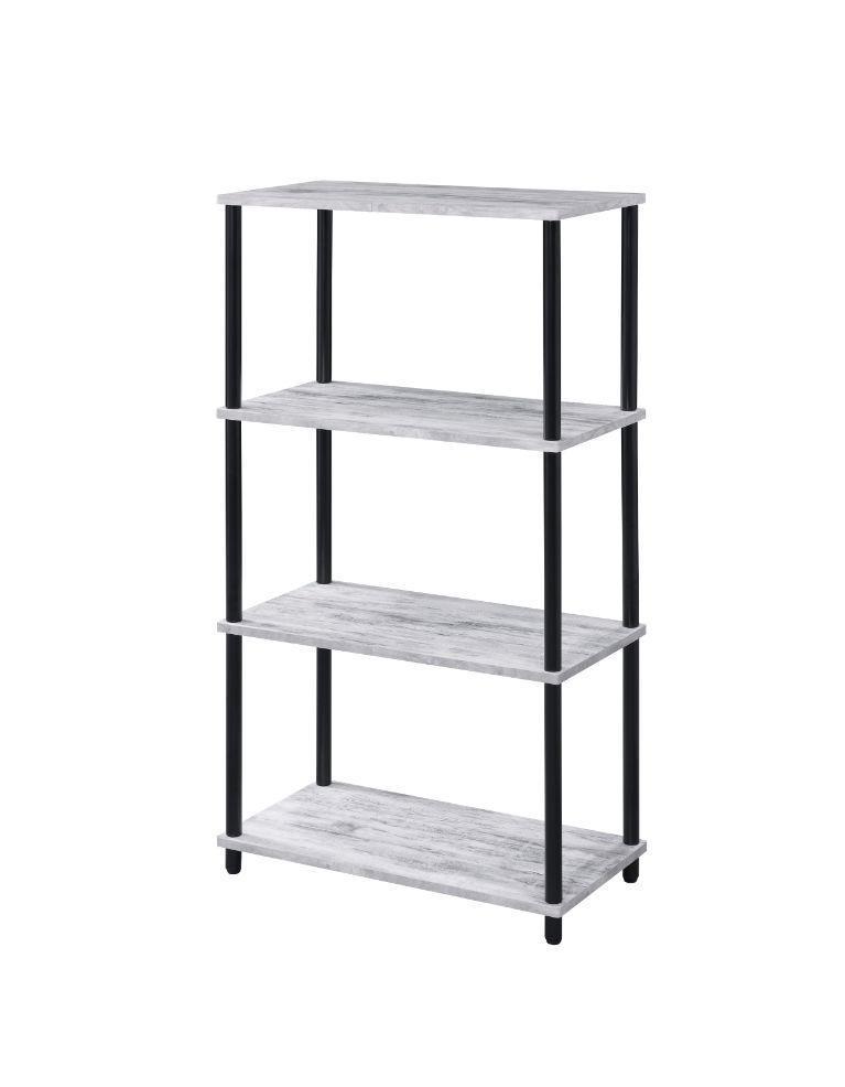 ACME Nypho Bookshelf, Antique White & Black Finish FredCo